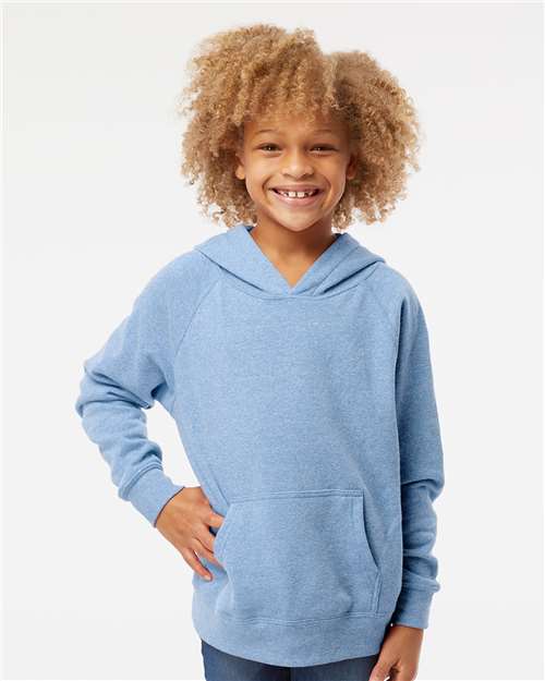 Independent Trading Co. PRM15YSB Youth Lightweight Special Blend Raglan Hooded Sweatshirt - Front view