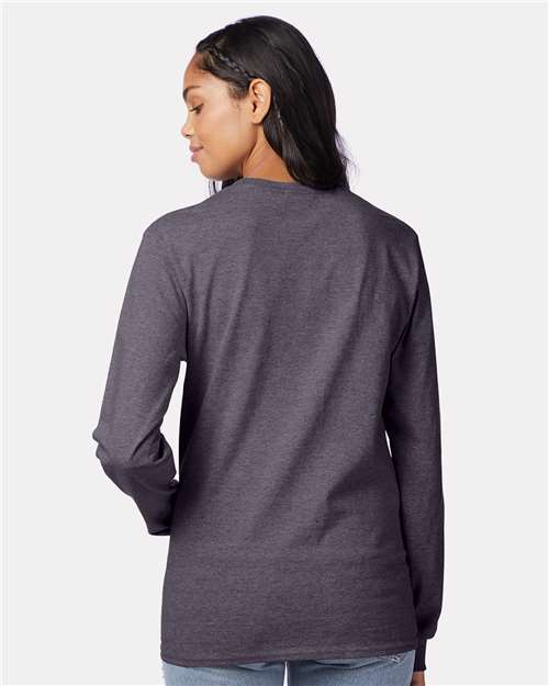 Hanes 5586 Unisex Authentic Long Sleeve T-Shirt - Back view