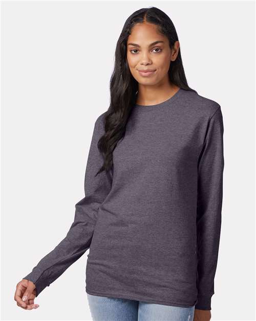 Hanes 5586 Unisex Authentic Long Sleeve T-Shirt - Front view