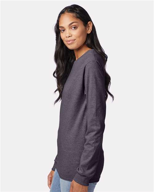 Hanes 5586 Unisex Authentic Long Sleeve T-Shirt - Side view