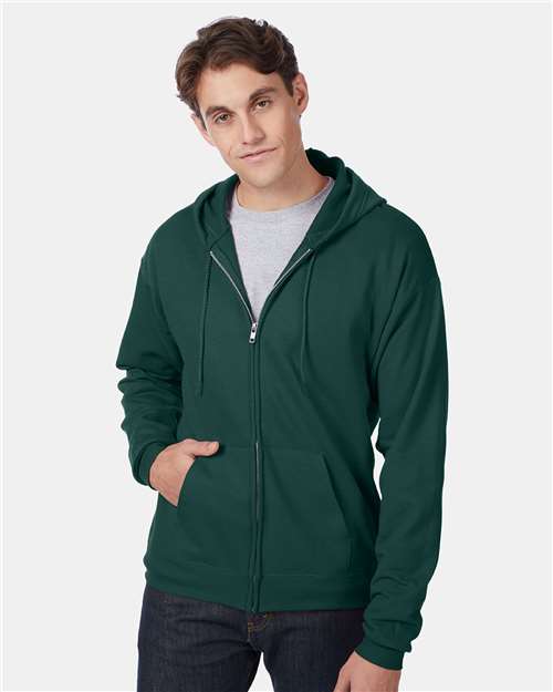 Hanes P180 Unisex EcoSmart? Full-Zip Hooded Sweatshirt - Front view