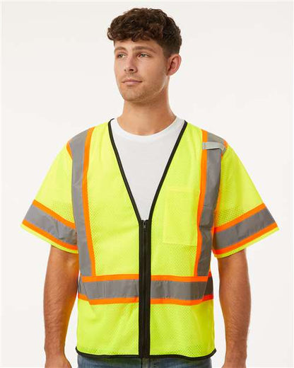 Kishigo 1565-1566 Unisex Class 3 Mesh Zippered Vest - Front view
