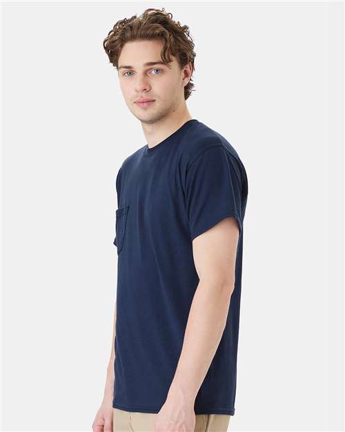 Hanes W110 Unisex Workwear Pocket T-Shirt - Side view