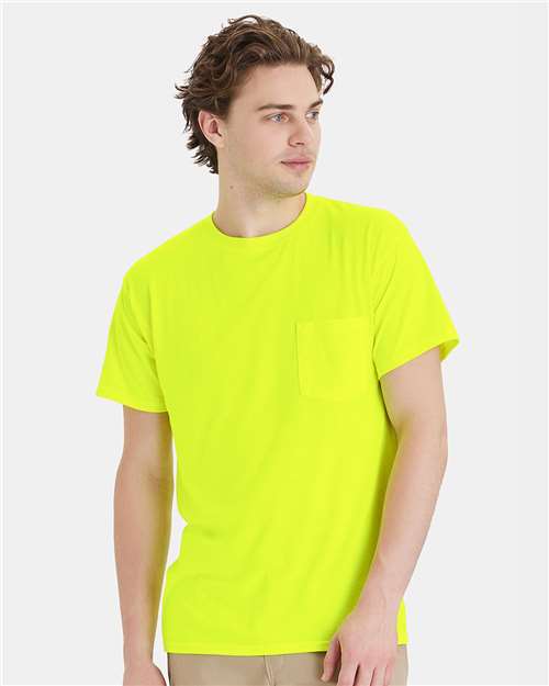 Hanes W110 Unisex Workwear Pocket T-Shirt - Front view