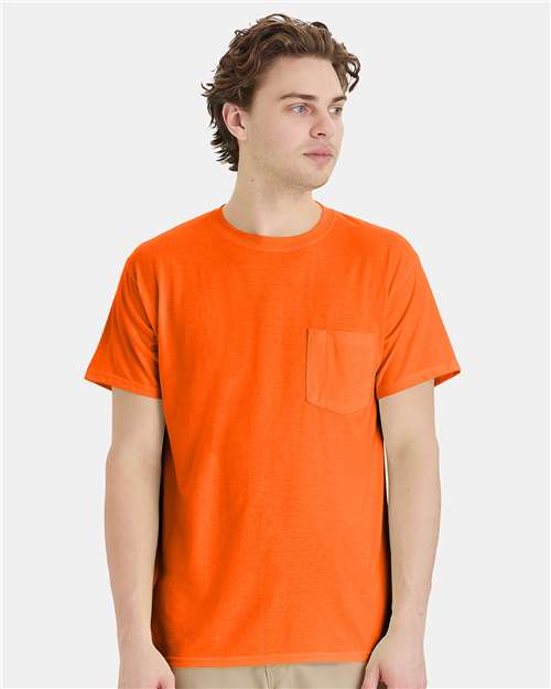 Hanes W110 Unisex Workwear Pocket T-Shirt - Front view