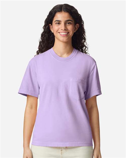 Comfort Colors 6030 Unisex Garment-Dyed Heavyweight Pocket T-Shirt - Front view