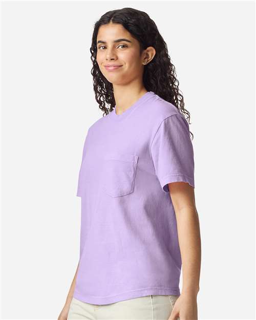 Comfort Colors 6030 Unisex Garment-Dyed Heavyweight Pocket T-Shirt - Side view