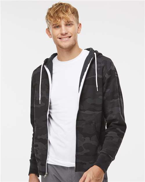 Independent Trading Co. AFX90UNZ Unisex Lightweight Full-Zip Hooded Sweatshirt - Front view