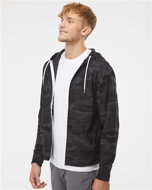 Independent Trading Co. AFX90UNZ Unisex Lightweight Full-Zip Hooded Sweatshirt - Side view