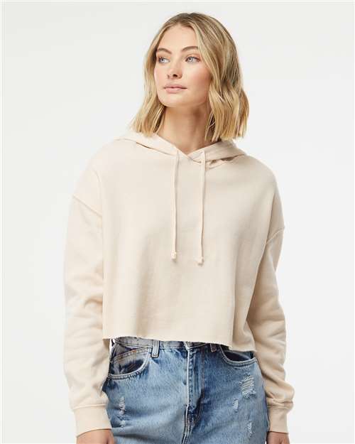 Independent Trading Co. AFX64CRP Women?s Lightweight Crop Hooded Sweatshirt - Front view