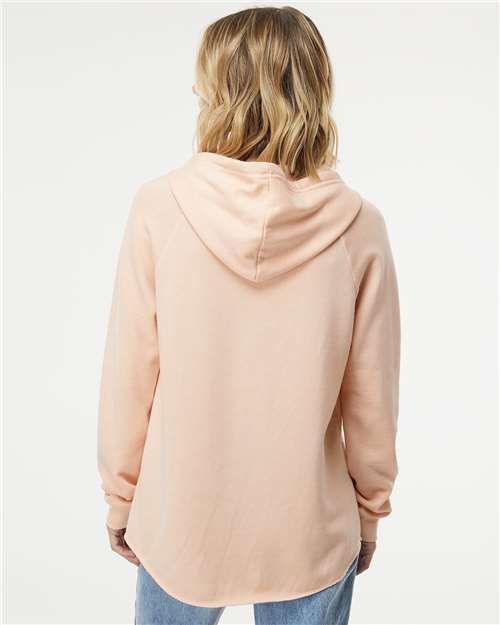 Independent Trading Co. PRM2500 Women?s Lightweight California Wave Wash Hooded Sweatshirt - Back view