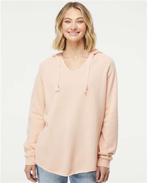 Independent Trading Co. PRM2500 Women?s Lightweight California Wave Wash Hooded Sweatshirt - Front view