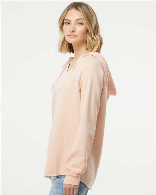 Independent Trading Co. PRM2500 Women?s Lightweight California Wave Wash Hooded Sweatshirt - Side view