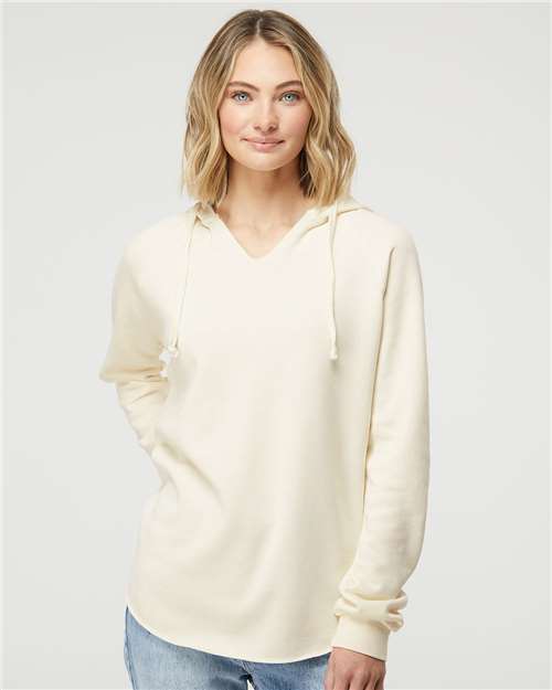 Independent Trading Co. PRM2500 Women?s Lightweight California Wave Wash Hooded Sweatshirt - Front view