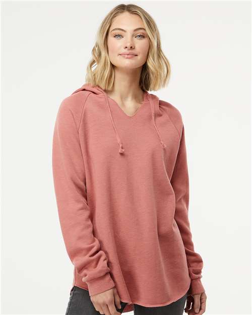 Independent Trading Co. PRM2500 Women?s Lightweight California Wave Wash Hooded Sweatshirt - Front view