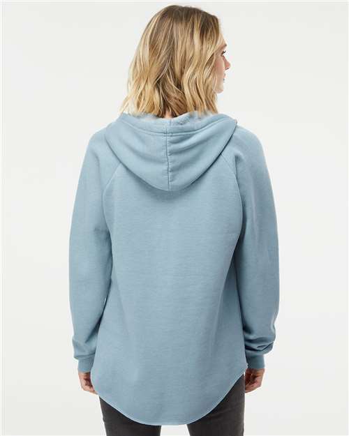 Independent Trading Co. PRM2500 Women?s Lightweight California Wave Wash Hooded Sweatshirt - Back view