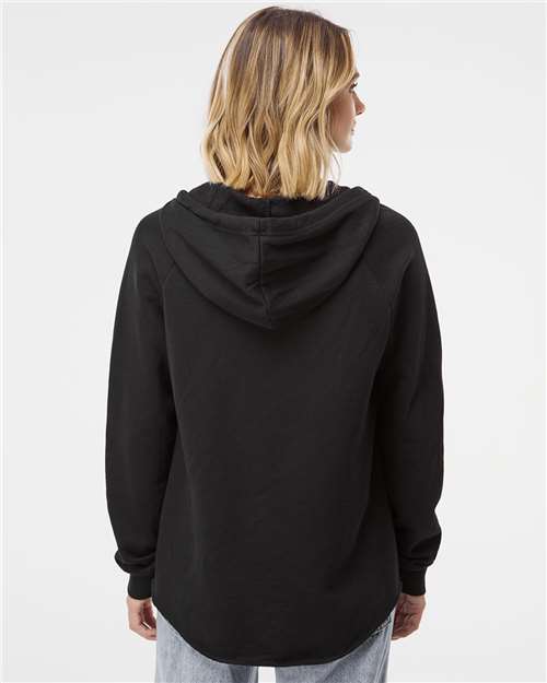 Independent Trading Co. PRM2500 Women?s Lightweight California Wave Wash Hooded Sweatshirt - Back view