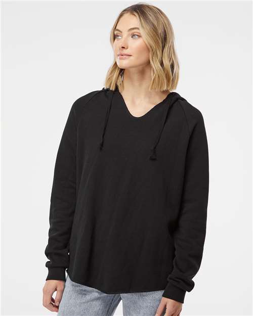Independent Trading Co. PRM2500 Women?s Lightweight California Wave Wash Hooded Sweatshirt - Front view