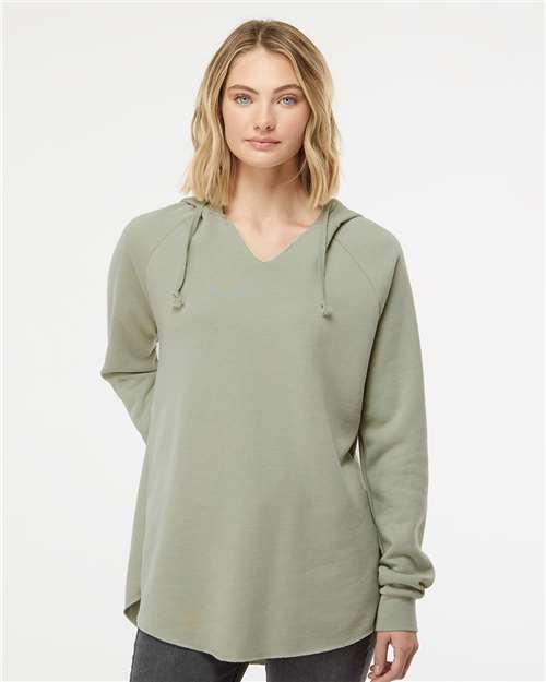 Independent Trading Co. PRM2500 Women?s Lightweight California Wave Wash Hooded Sweatshirt - Front view