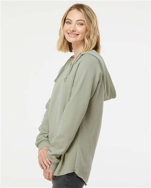 Independent Trading Co. PRM2500 Women?s Lightweight California Wave Wash Hooded Sweatshirt - Side view