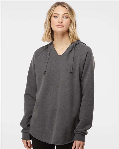 Independent Trading Co. PRM2500 Women?s Lightweight California Wave Wash Hooded Sweatshirt - Front view