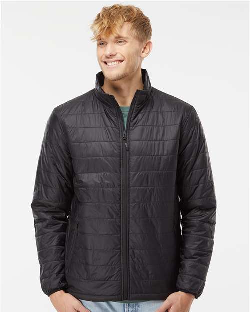 Independent Trading Co. EXP100PFZ Men's Puffer Jacket - Front view