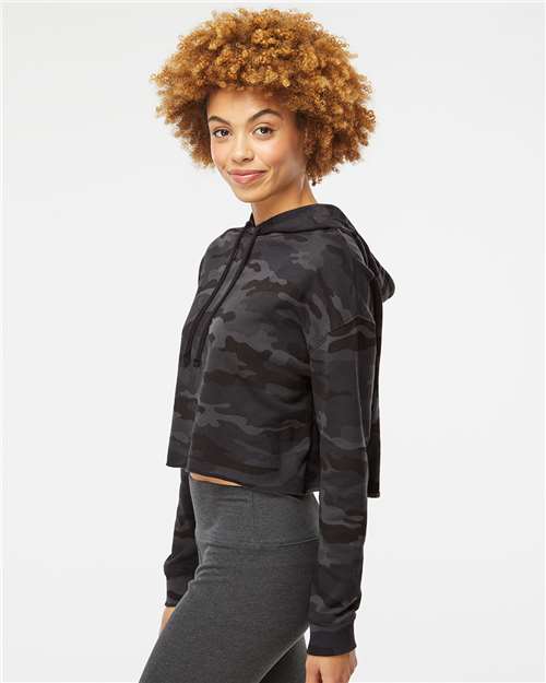 Independent Trading Co. AFX64CRP Women?s Lightweight Crop Hooded Sweatshirt - Side view