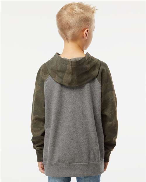 Independent Trading Co. PRM15YSB Youth Lightweight Special Blend Raglan Hooded Sweatshirt - Back view