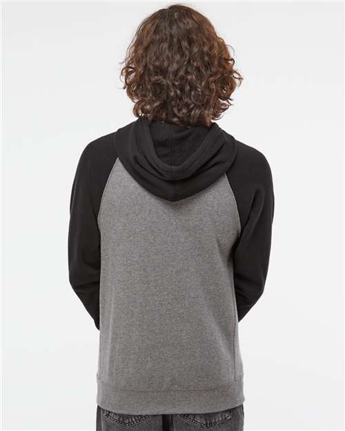 Independent Trading Co. PRM33SBP Unisex Special Blend Raglan Hooded Sweatshirt - Back view