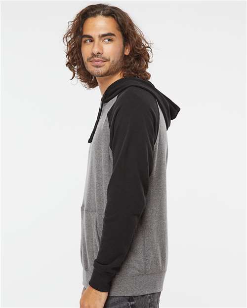 Independent Trading Co. PRM33SBP Unisex Special Blend Raglan Hooded Sweatshirt - Side view