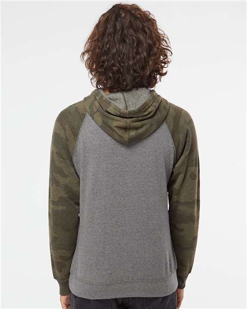 Independent Trading Co. PRM33SBP Unisex Special Blend Raglan Hooded Sweatshirt - Back view