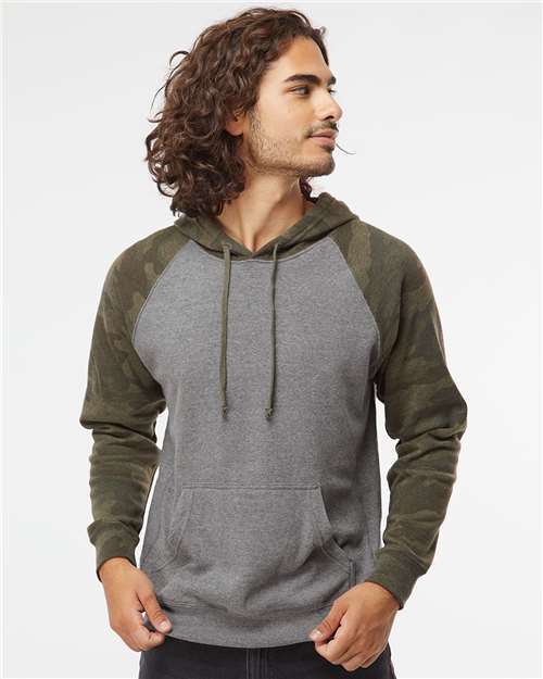 Independent Trading Co. PRM33SBP Unisex Special Blend Raglan Hooded Sweatshirt - Front view