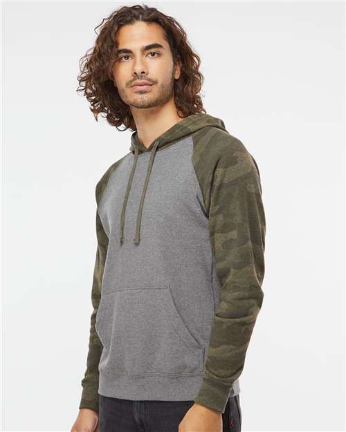 Independent Trading Co. PRM33SBP Unisex Special Blend Raglan Hooded Sweatshirt - Side view