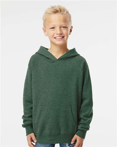 Independent Trading Co. PRM15YSB Youth Lightweight Special Blend Raglan Hooded Sweatshirt - Front view