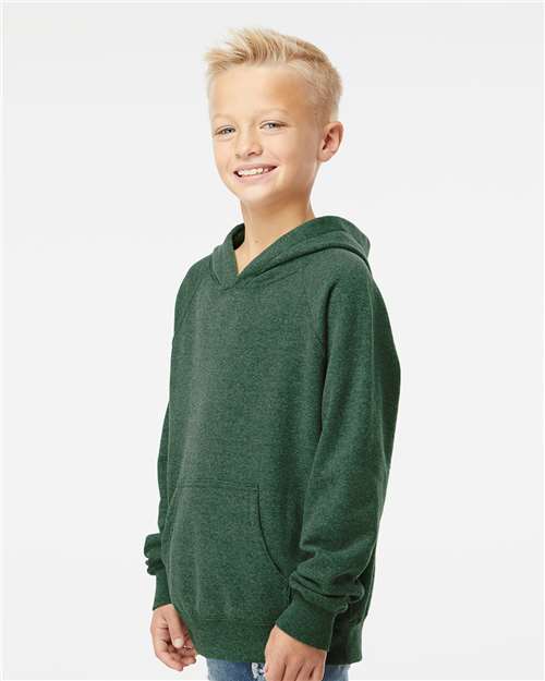 Independent Trading Co. PRM15YSB Youth Lightweight Special Blend Raglan Hooded Sweatshirt - Side view