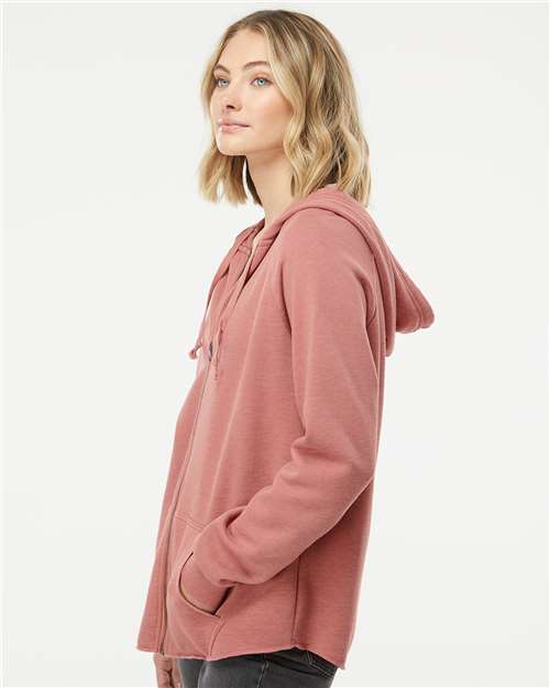 Independent Trading Co. PRM2500Z Women's California Wave Wash Full-Zip Hooded Sweatshirt - Side view