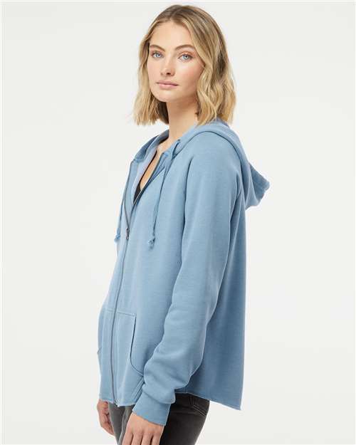 Independent Trading Co. PRM2500Z Women's California Wave Wash Full-Zip Hooded Sweatshirt - Side view