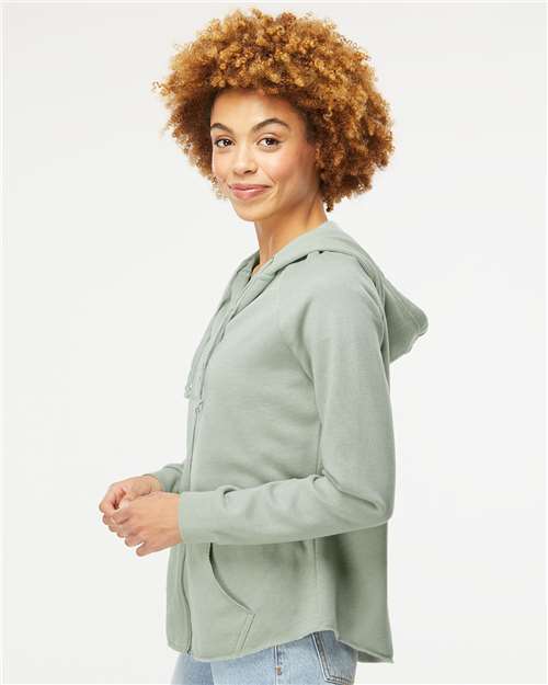 Independent Trading Co. PRM2500Z Women's California Wave Wash Full-Zip Hooded Sweatshirt - Side view