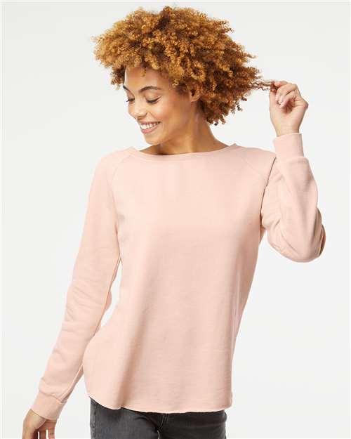 Independent Trading Co. PRM2000 Women's California Wave Wash Crewneck Sweatshirt - Front view
