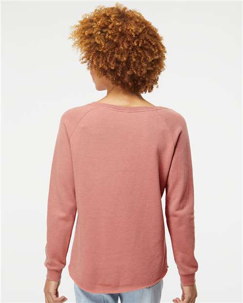 Independent Trading Co. PRM2000 Women's California Wave Wash Crewneck Sweatshirt - Back view