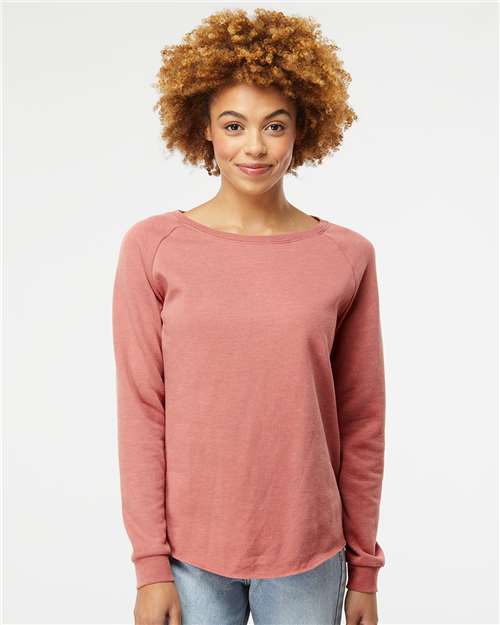 Independent Trading Co. PRM2000 Women's California Wave Wash Crewneck Sweatshirt - Front view