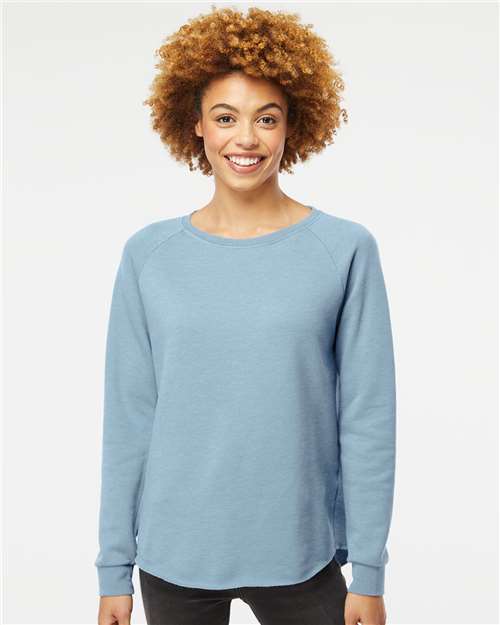 Independent Trading Co. PRM2000 Women's California Wave Wash Crewneck Sweatshirt - Front view