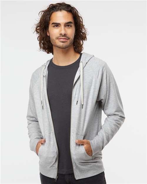 Independent Trading Co. SS1000Z Unisex Icon Lightweight Loopback Terry Full-Zip Hooded Sweatshirt - Front view