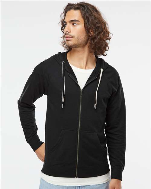 Independent Trading Co. SS1000Z Unisex Icon Lightweight Loopback Terry Full-Zip Hooded Sweatshirt - Front view