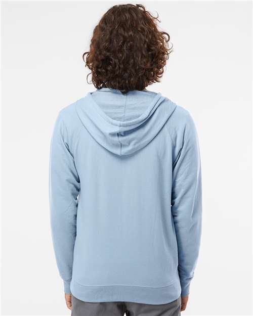 Independent Trading Co. SS1000Z Unisex Icon Lightweight Loopback Terry Full-Zip Hooded Sweatshirt - Back view