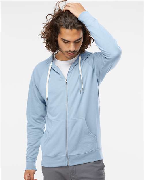 Independent Trading Co. SS1000Z Unisex Icon Lightweight Loopback Terry Full-Zip Hooded Sweatshirt - Front view