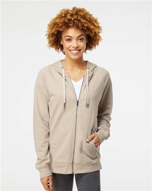 Independent Trading Co. SS1000Z Unisex Icon Lightweight Loopback Terry Full-Zip Hooded Sweatshirt - Front view