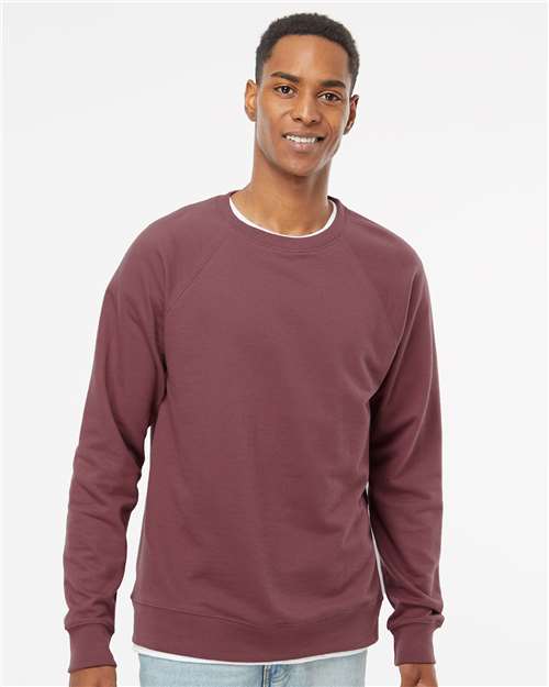 Independent Trading Co. SS1000C Unisex Icon Lightweight Loopback Terry Crewneck Sweatshirt - Front view
