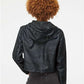 Independent Trading Co. EXP64CRP Women's Lightweight Quarter-Zip Pullover Crop Windbreaker - Back view