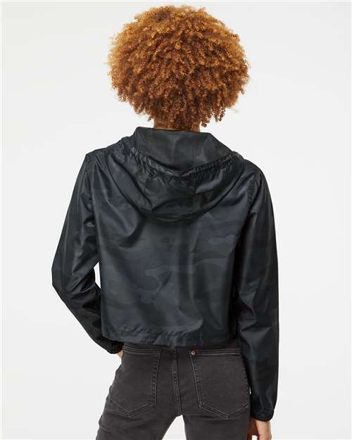 Independent Trading Co. EXP64CRP Women's Lightweight Quarter-Zip Pullover Crop Windbreaker - Back view
